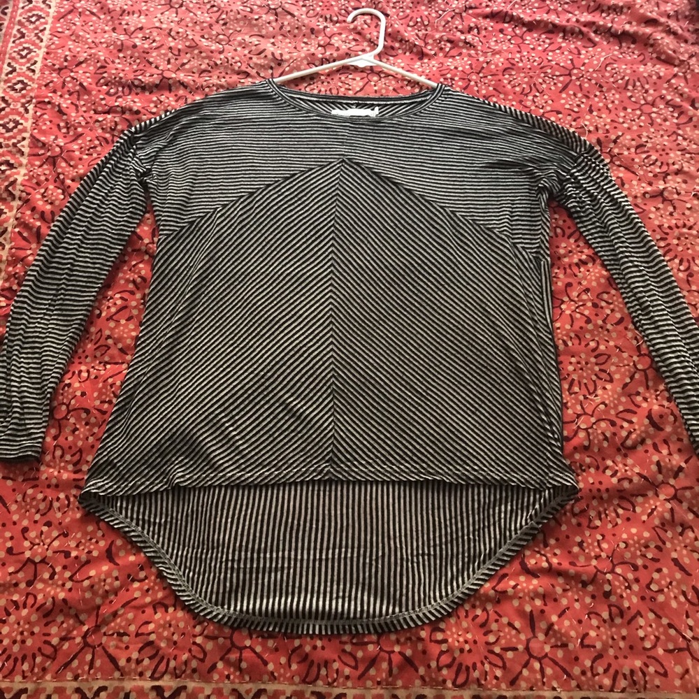 Madewell high low striped long sleeve shirt size s